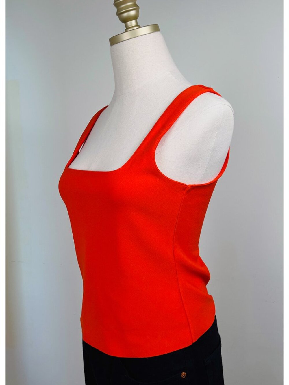 Zara Women’s XS Orange Square Neck Sleeveless Fitted Tank Top